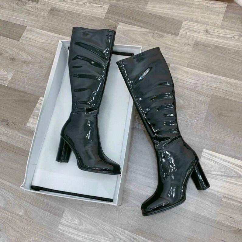 H(ẢNH THẬT) Boot Ống Mũi Lợn Viền Da Bóng Mềm Êm Fullbox Cao Cấp
