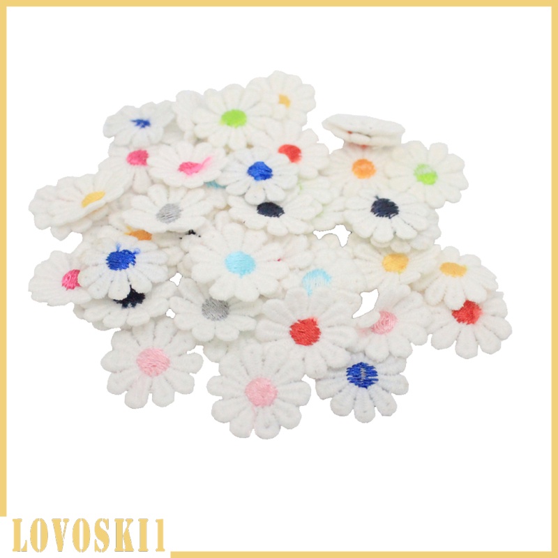 [LOVOSKI1]50Pcs SMALL DAISY FLOWER Embroidered Sew On Patches for Bags Clothes Decor