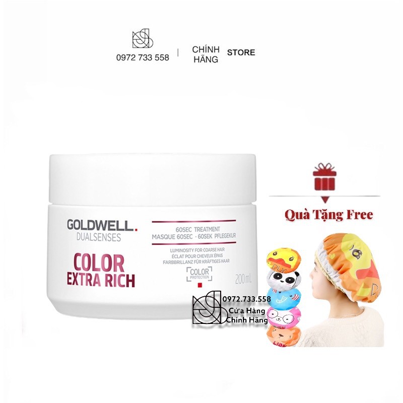 [ Goldwell Chính Hãng ] Tặng Mũ Ủ - Dầu Hấp Phục Hồi Dưỡng Màu Nhuộm 60s Goldwell Color Extra Rich 200ML