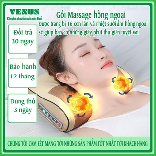 Gối Máy massage lưng cổ vai gáy hồng ngoại trị liệu, Máy mát xa đau mỏi cổ vai gáy SA-G38