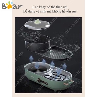 Bếp Nướng Và Lẩu BEAR, Nồi Lẩu Điện 2IN1 Cho Gia Đình DKL-C15G1