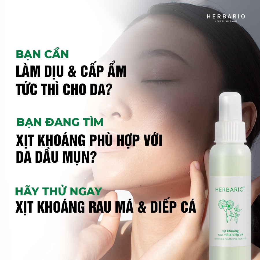 Xịt khoáng Rau Má & Diếp Cá herbario 100ml thuần chay