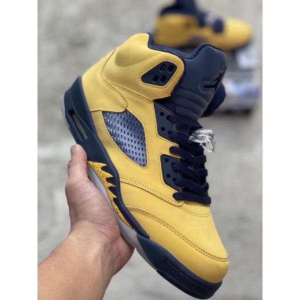 Giày thể thao bóng rổ sneaker jd5 cao cổ nam nữ màu vàng hình ảnh thật đầy đủ hộp phụ kiện