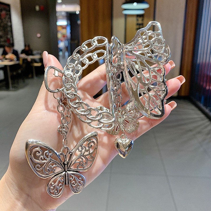 Kẹp tóc càng cua hình bướm bằng thép không gỉ thời trang Hàn Quốc