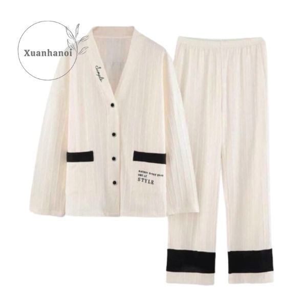 Bộ Đồ Nữ *FREESHIP* Bộ Đồ Ngủ Pyjama đũi cotton tăm Hàn KMH02