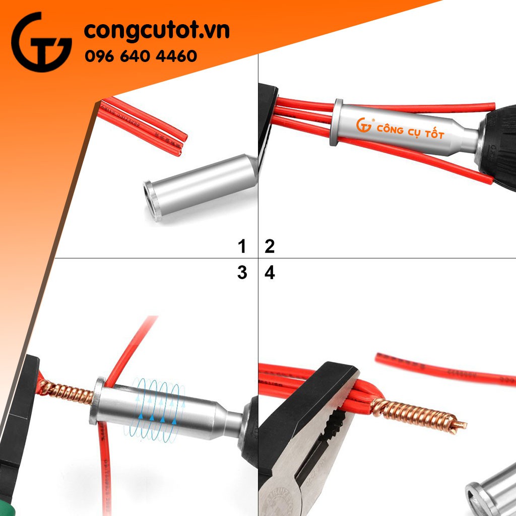 Đầu xoắn nối dây điện 2.5mm 3 dòng đầu lắp máy khoan