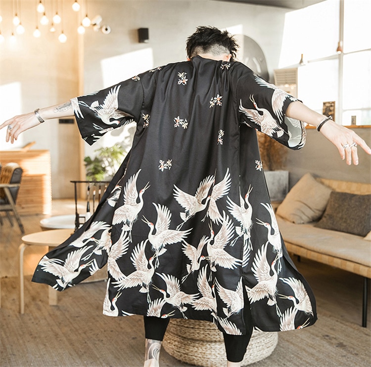 Áo khoác nam kimono thời trang áo khoác dài cardigan truyền thống Nhật Bản áo khoác yukata Hao đan Áo khoác nam áo khoác giản dị