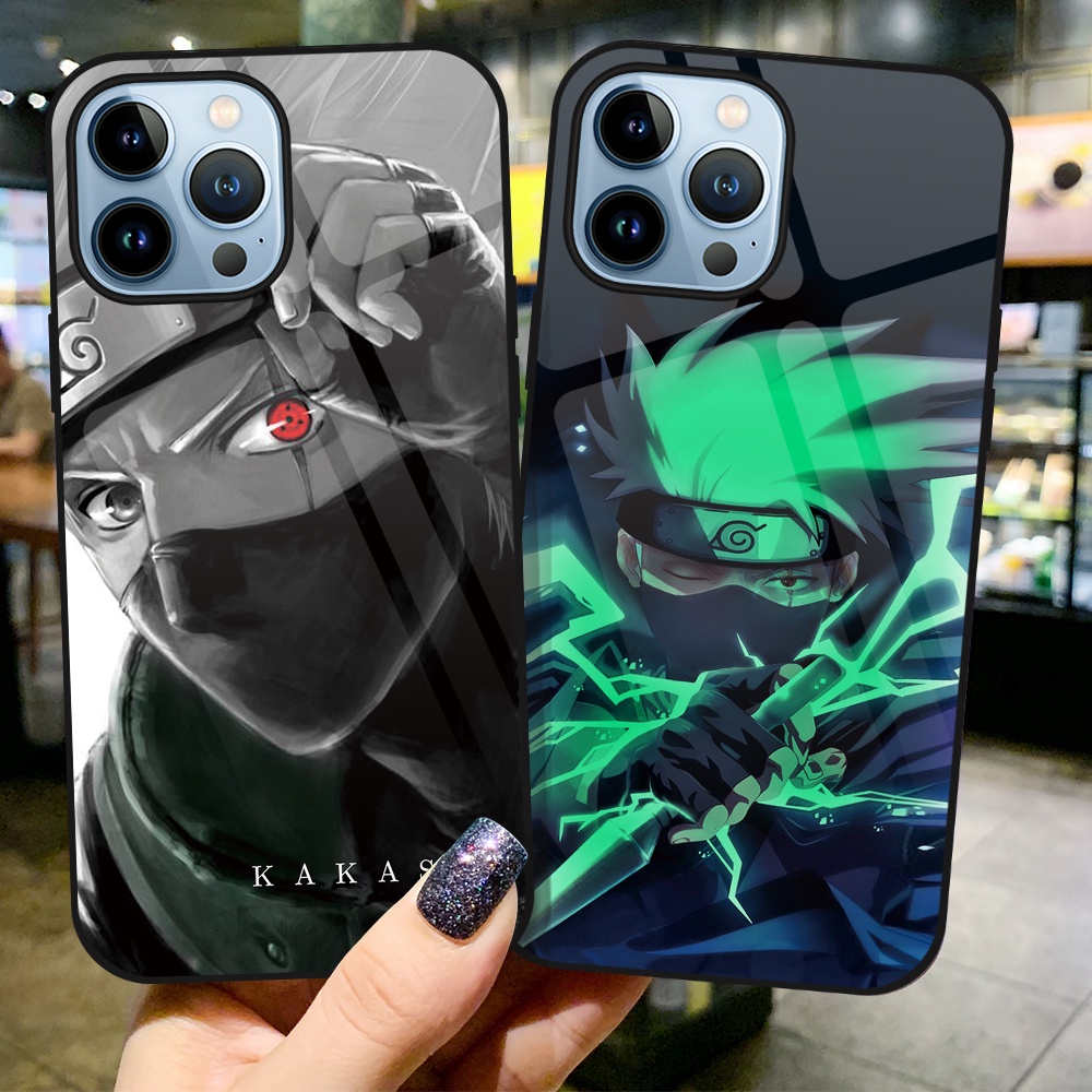 Ốp Điện Thoại Kính Cường Lực Cứng Phối Họa Tiết Anime Naruto Dành Cho iPhone 14 Pro 11 13 Pro Max 12 14 Plus