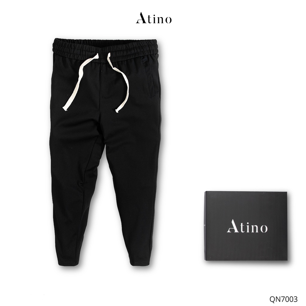 Quần Nỉ Dài Nam Sọc Đen ATINO Vải Nỉ Co Giãn Form Regular QN7003
