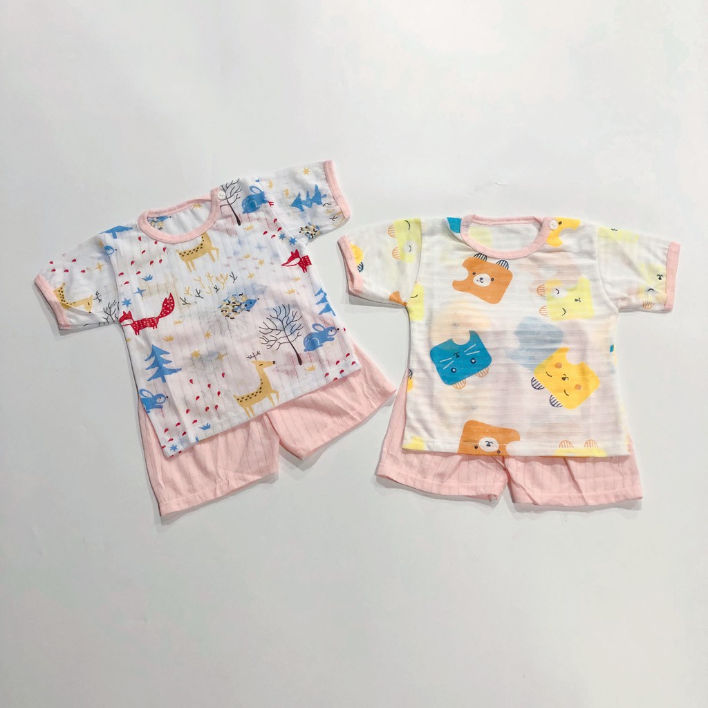 Bộ quần áo trẻ em cotton giấy - Bộ đồ cotton cho bé trai và bé gái (HN 240)