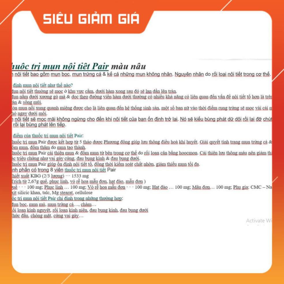 Viên uống Pair A giảm mụn bọc, mụn viêm, mụn trứng cá, mụn cám Nhật Bản nội địa