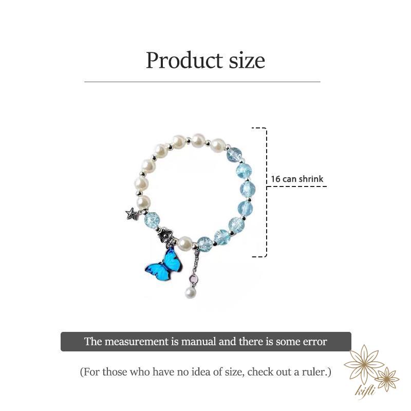 【kifli】Vòng Tay Chuỗi Hạt Pha Lê Phối Mặt Hình Bướm Thời Trang Cho Nữ