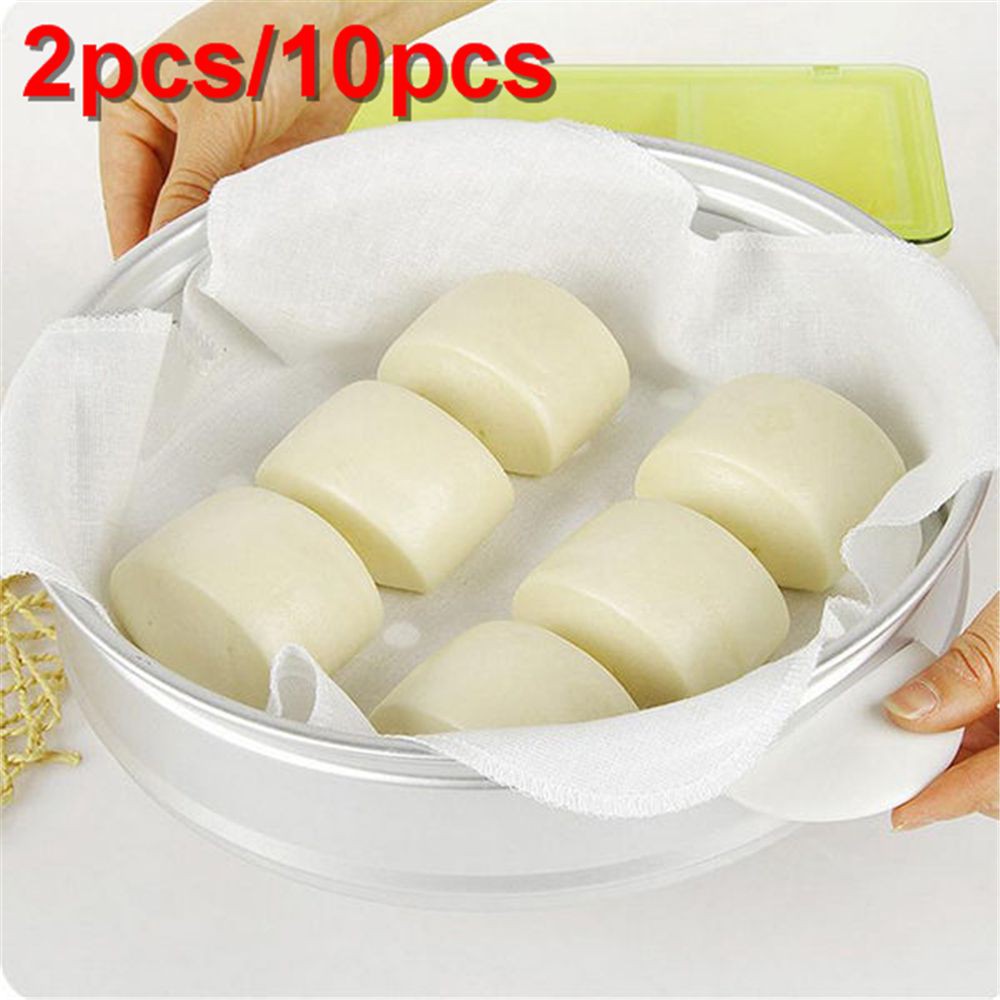 💮LANFY💮 2/10 Pcs Pastry Purified Steamer Gauze Buns Dumpling Pad Cotton Cloth Jiaozi Kitchen Cooking Natural Fabric Reusable