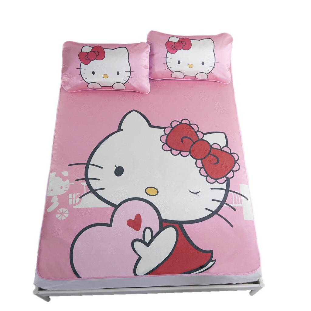 Set 4 Món Ga Gối Vỏ Chăn Lồng Ruột Mẫu KITTY BABY