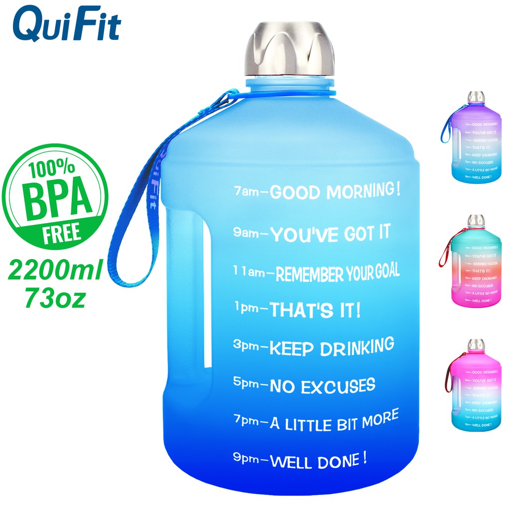 QuiFIt 2.2L Bình Uống Nước Đánh Dấu Thời Gian Không Chứa Bpa Chống Rò Rỉ Và Bền Bỉ