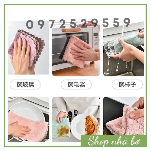 Khăn Lau Đa Năng Lau Bếp, Lau Bát Đĩa, Lau Cốc Chén, Lau Tay Siêu Thấm, Dày Dặn 02 mặt [FREESHIP] (giao màu ngẫu nhiên)