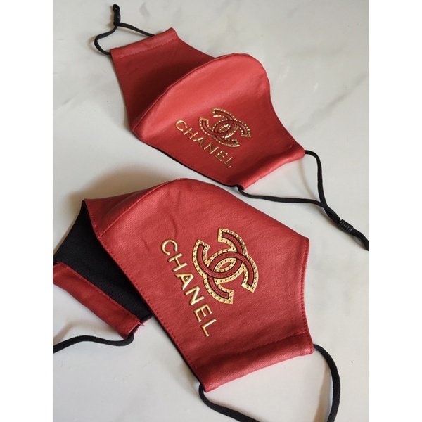 Khẩu trang da in logo quản quang , vàng size người lớn - Khẩu trang thời trang cao cấp