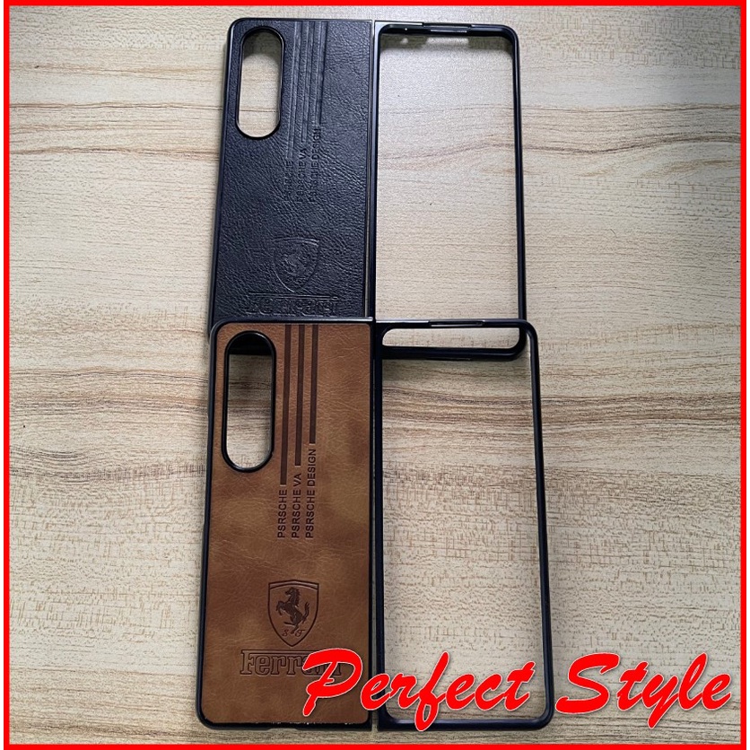 p lưng da Fe rrari Samsung galaxy Z Fold 4 Zfold4 ( Mặt trước + mặt Sau )