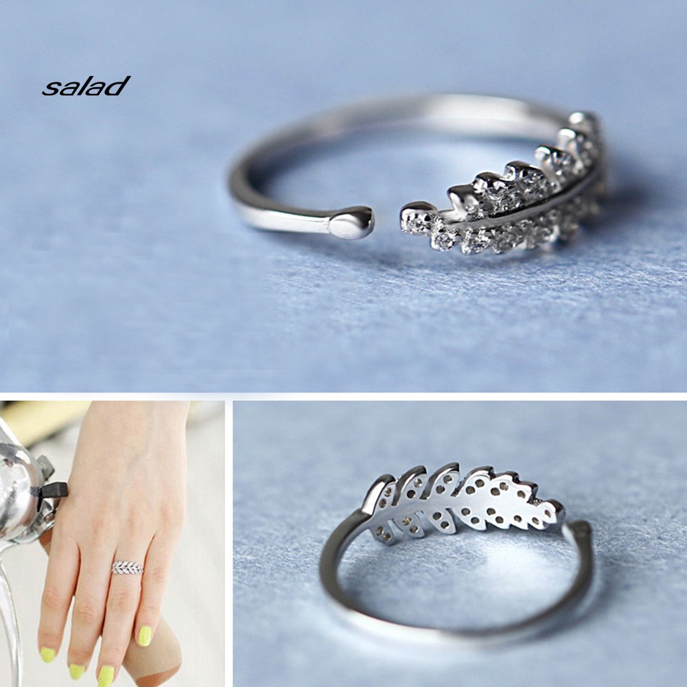 【SD】Fashion Promise Olive Leaf Band Adjustable Open Index Finger Ring Jewelry