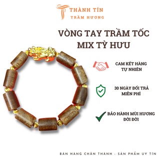 Vòng tay trầm tốc dạng đốt trúc mix Tỳ Hưu phong thuỷ đẳng cấp
