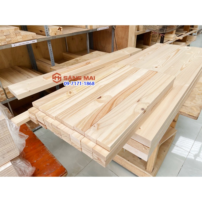 [MS135] Thanh gỗ thông 4cm x 1,5cm x dài 50cm + láng mịn 4 mặt