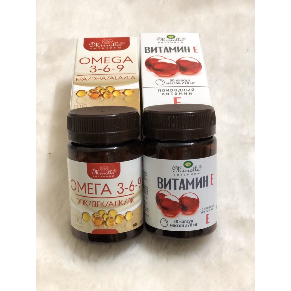 Bộ đôi omega369 hộp 100 viên + vitamin e hộp 30 viên hãng Mirrolla Nga | BigBuy360 - bigbuy360.vn