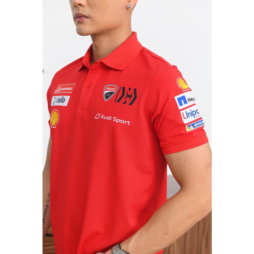 Áo thun nam có cổ Ducati nam, Áo polo thể thao cộc tay full size