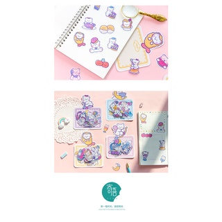 Set 40 miếng sticker PVC gấu tím mộng mơ Meng meng