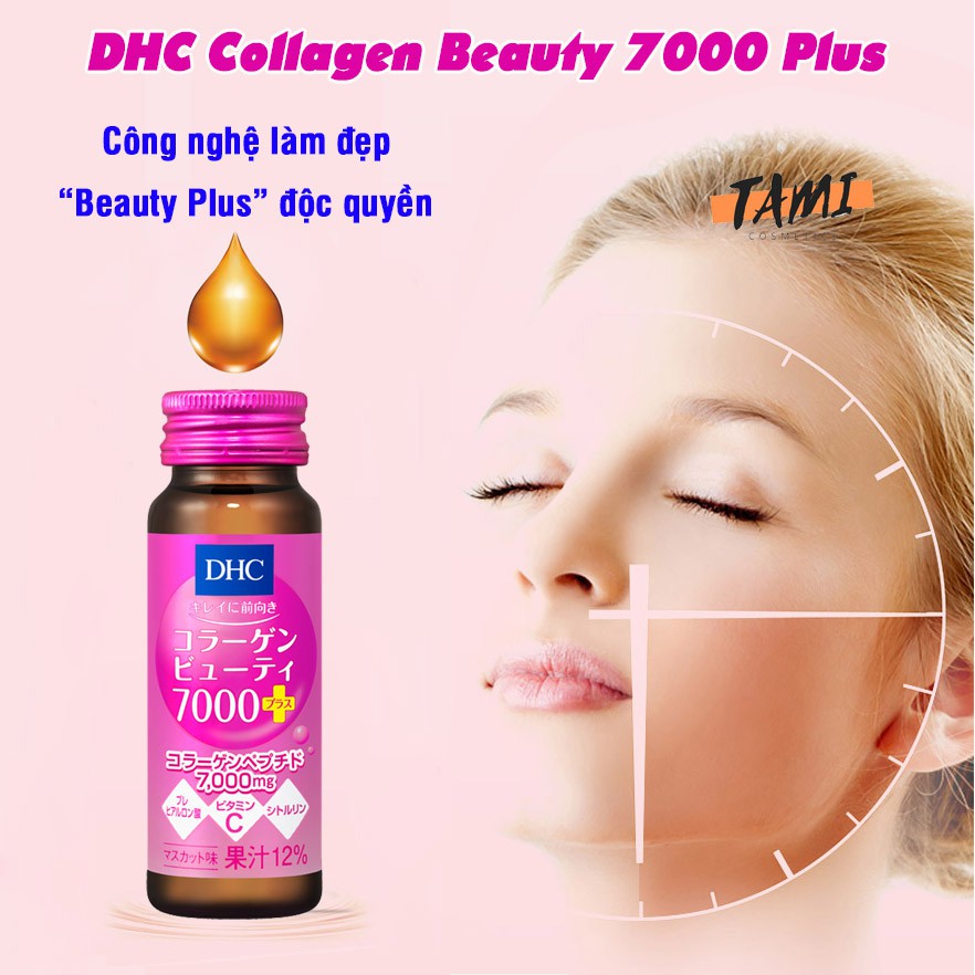 Collagen dạng nước DHC Nhật Bản làm đẹp và trẻ hóa da bổ sung vitamin C thực phẩm chức năng hộp 10 lọ TM-DHC-CB7