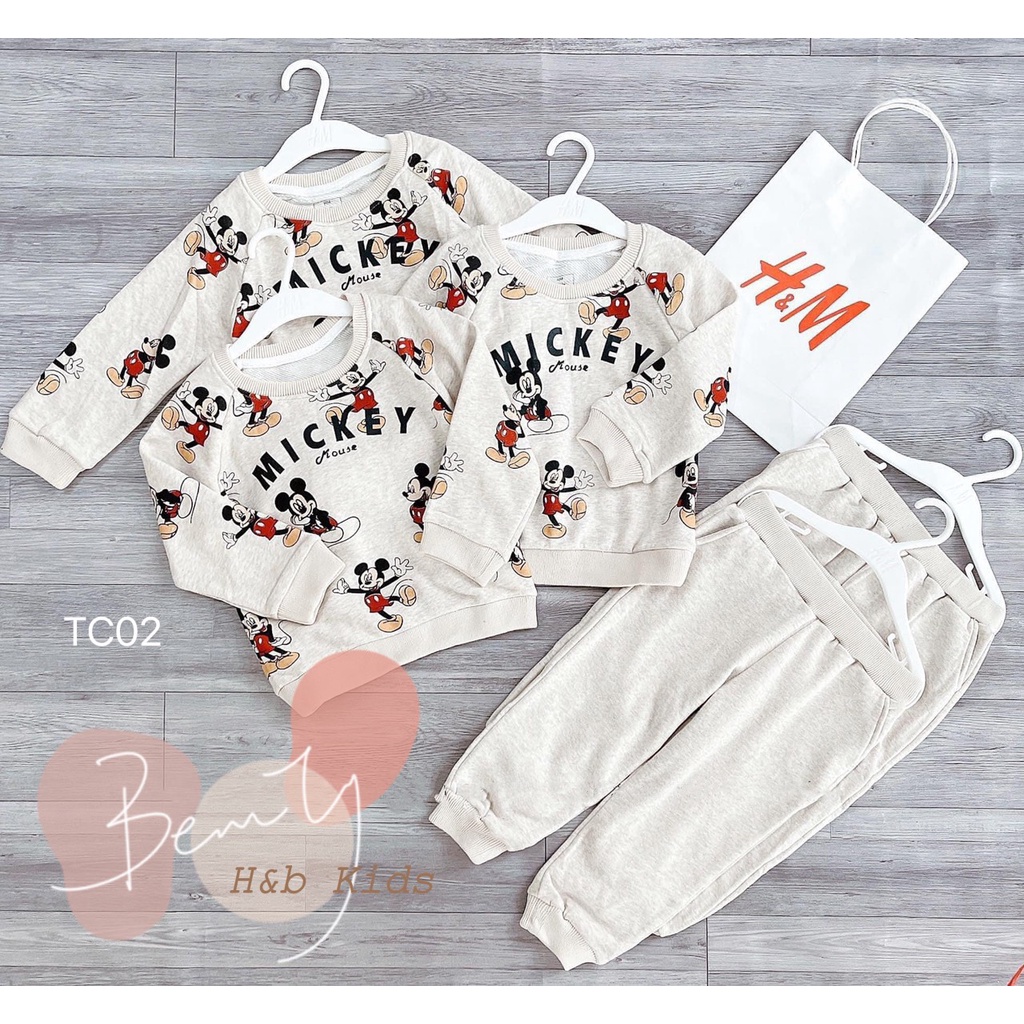 Bộ thu đông bé trai, gái hình Micky