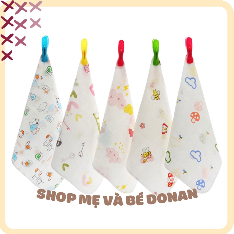Khăn xô sữa 2 lớp in hình xuất Nhật cho bé sơ sinh, Mẹ bé Donan, Khăn sữa sợi tre siêu mềm cho bé KT 30 x 30 cm