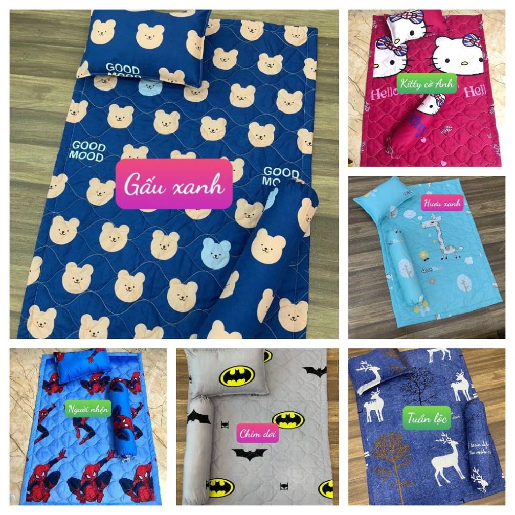 Bộ Chăn Gối 5 Món Cho Bé Mang Đi Học-MẪU KITTY XANH