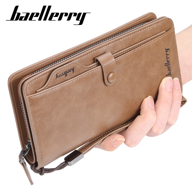 「COD」Baellerry Wallet Men's Clutch Bag Business Multi-card Driver's License Phone Bag Large Capacity Buckle Men's Bag