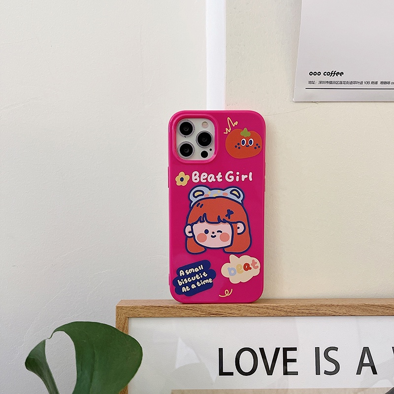 Ốp điện thoại TPU hình bé gái và quả cam thích hợp cho iPhone 11 Pro Max X Xr Xs Max 7 8+ Se 2020 12 pro max 12 mini