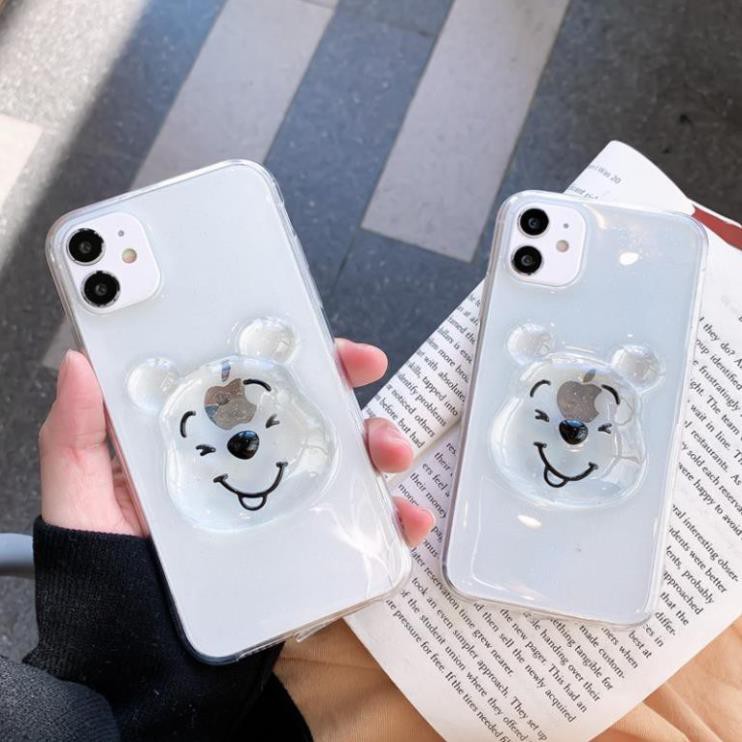 Ốp lưng iphone trong suốt phát sáng hình gấu Pooh 3d cho Iphone 12 Pro Max 12 12pro 11 Pro Max 7 8 Plus XS Max SE 2020