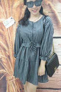 (Ảnh thật) Đầm baby doll caro (Đầm bầu)