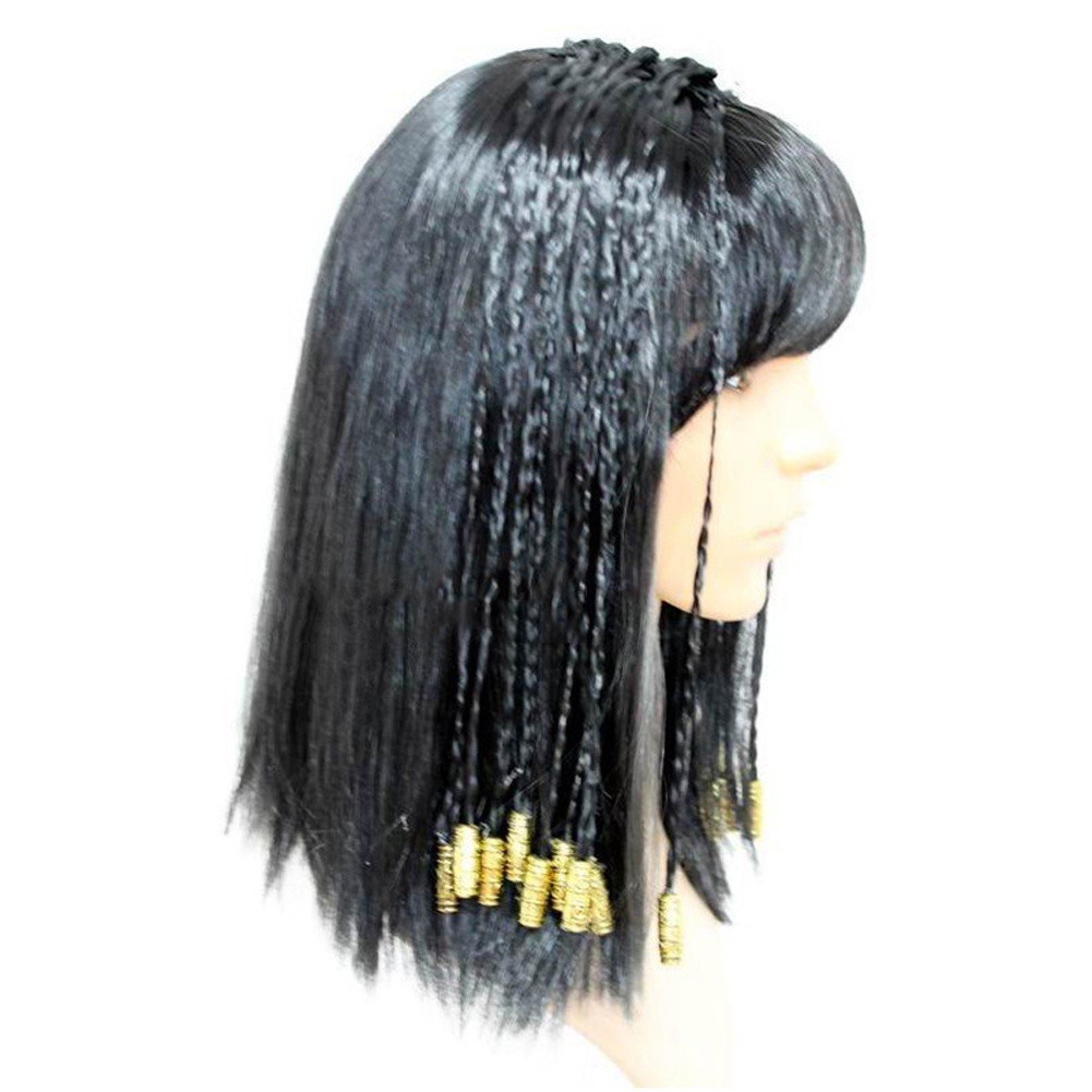 ❂♚Bộ tóc giả màu đen phong cách Ai Cập dành cho nữ