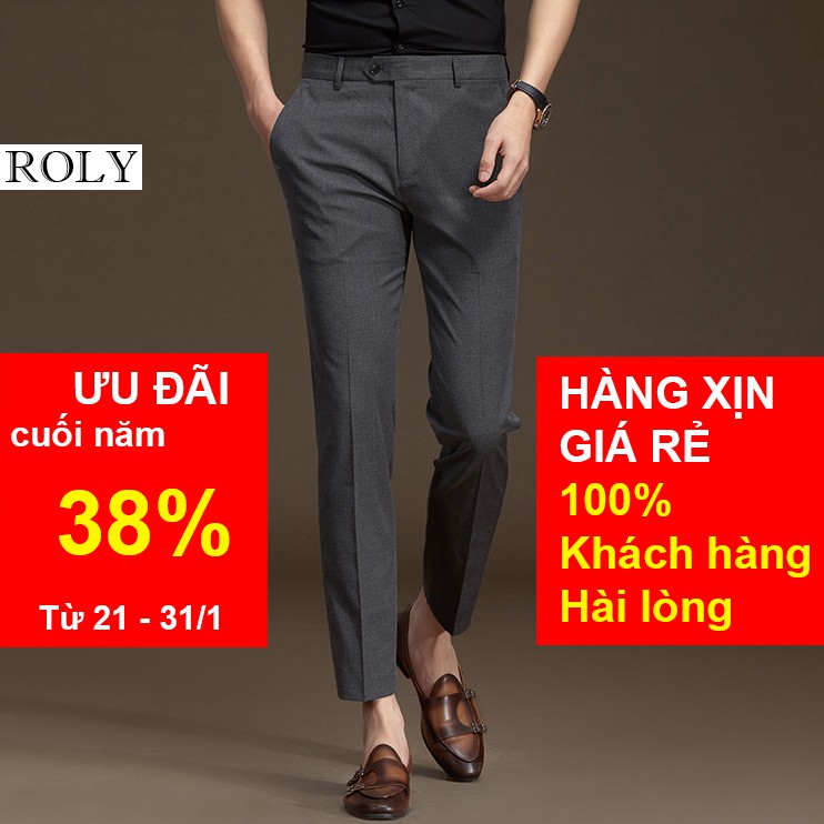 ROLY Quần Âu Nam Dáng Hàn Cao Cấp Cho Dân Công Sở, Quần Tây Nam Trẻ Ống Côn Nhẹ Chất Vải Co Giản Nhẹ Màu Đen, Xanh, Ghi | BigBuy360 - bigbuy360.vn