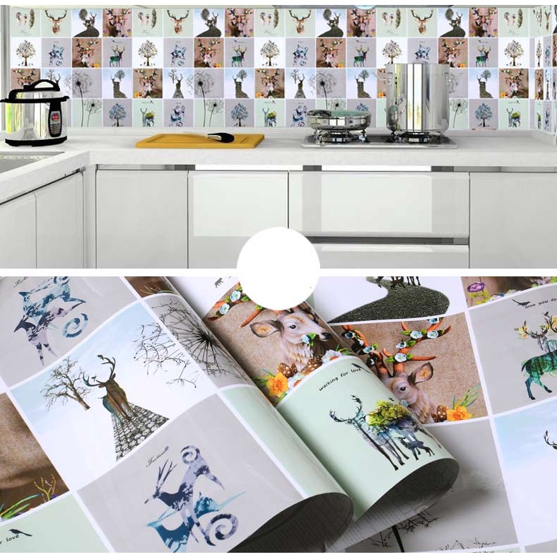 1 mét decal giấy dán bếp tráng nhôm mẫu bắc âu hiện đại khổ 60cm keo sẵn