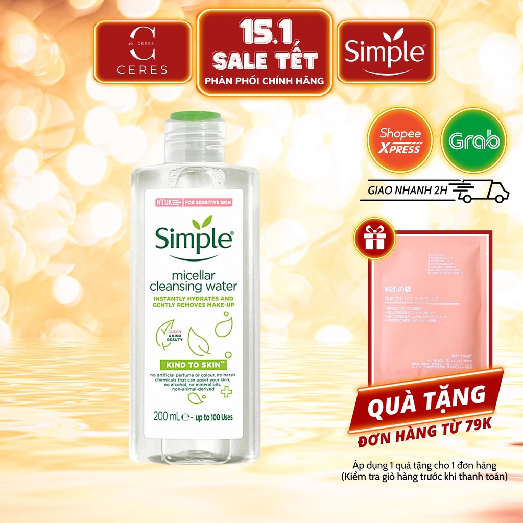 Nước Tẩy Trang Simple Micellar Cleansing Water 200ml