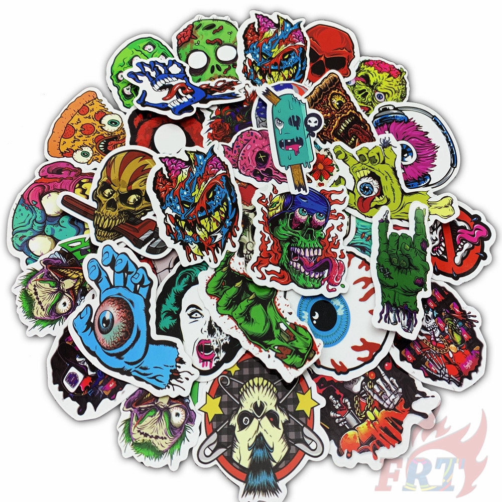 ❉ Punk Skull - Series 01 Horror Terror Eyes Giấy và decal dán tường ❉ 50Pcs/Set Punk Horror Skull Mixed Doodle Stickers