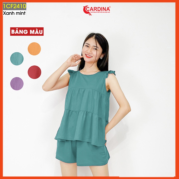 Đồ bộ nữ CARDINA chất cotton Nhật cao cấp áo cộc tay quần đùi dáng suông nhẹ nhàng 1CF24.