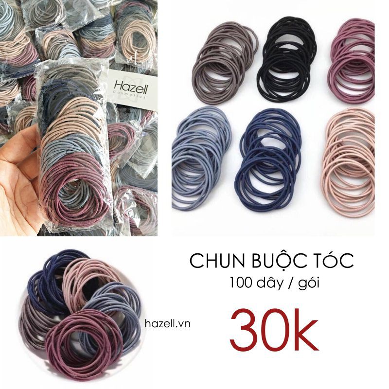 Túi Chun Buộc Tóc 100 Dây Mix 5 Màu Hàn Quốc