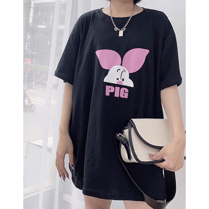 [ ảnh thật ] Áo Phông Tay Lỡ  Tai Thỏ PIG Cute Siêu Đáng Yêu  Hàng Xin Sò Chính Hãng MADE IN VIETNAM