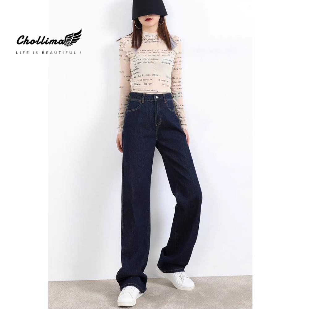 Quần jeans nữ Chollima ống rộng SIMPLE JEAN Unisex vải jean cao cấp chất đẹp QD049