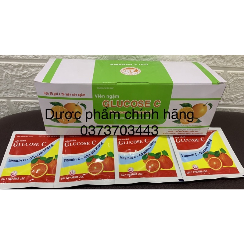 Viên ngậm bổ sung Vitamin C + đường Glucose- GLUCOSE C- Hộp 30 gói x 20 viên nén ngậm
