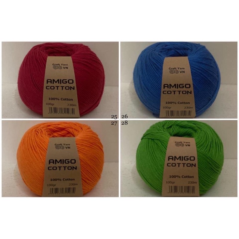 Sợi Amigo Cotton Craftyarn VN (cuộn 100gr)