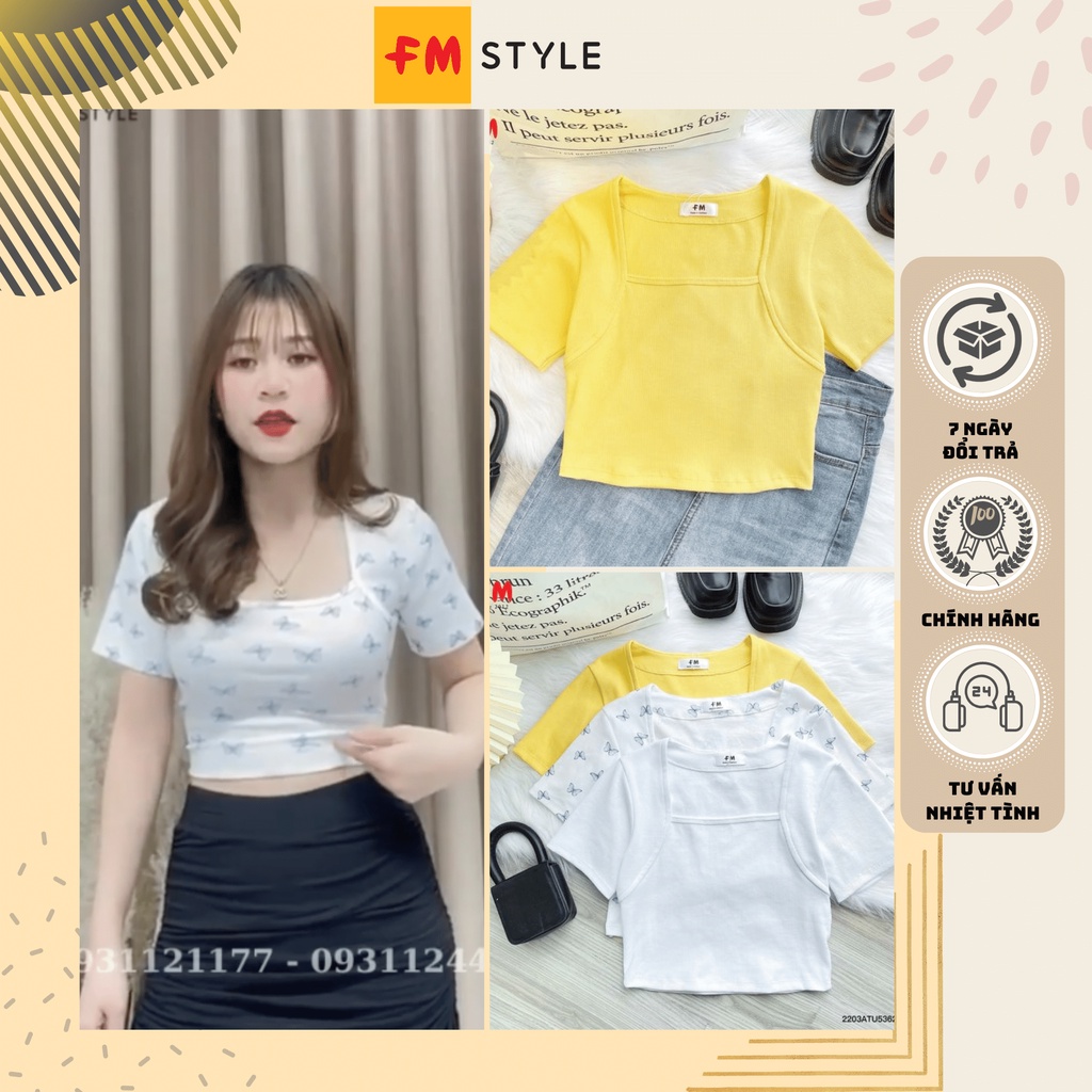 Áo croptop nữ tay ngắn ôm body cổ vuông fmstyle, áo kiểu nữ cổ vuông chất thun mềm mại | Fmstyle Sho