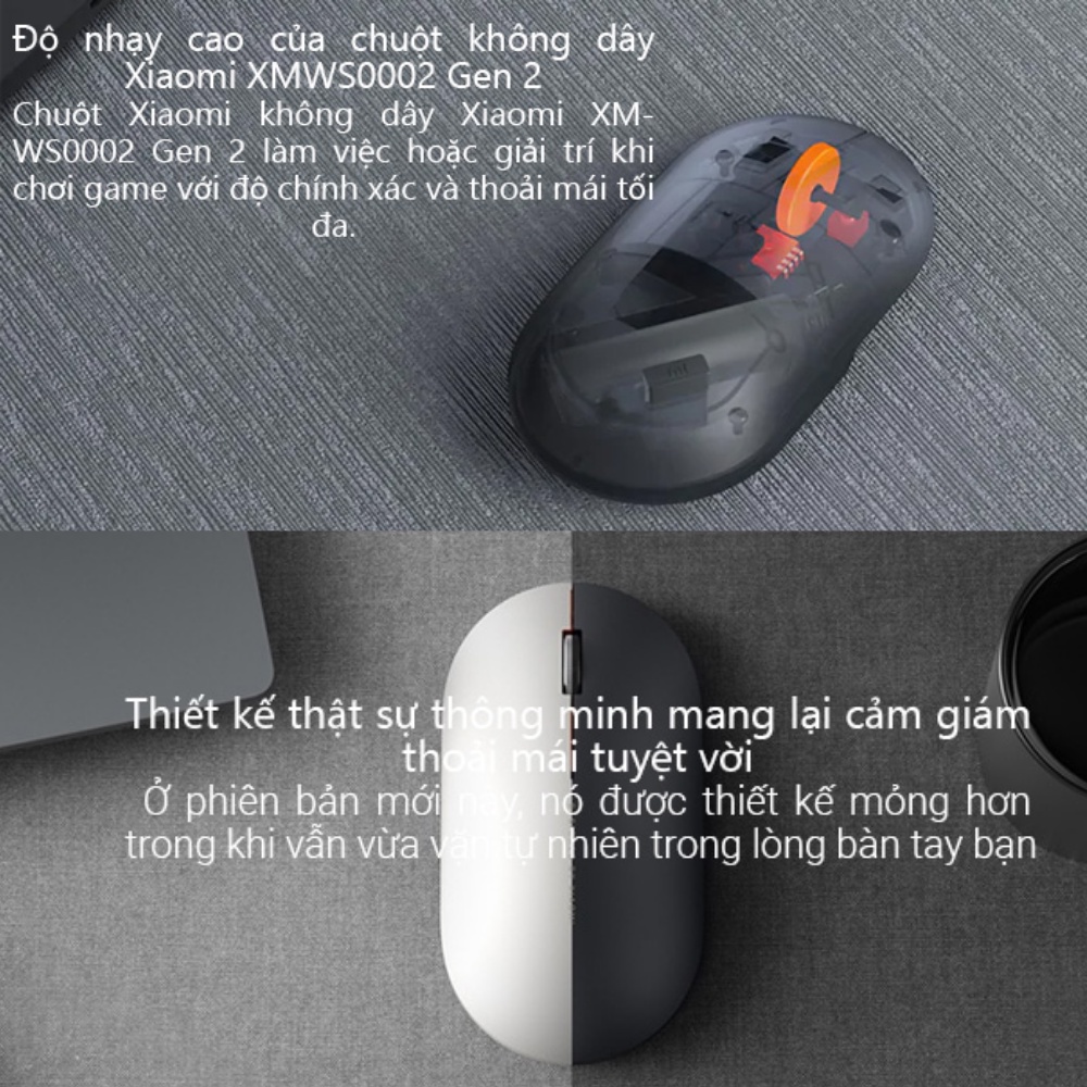 Chuột không dây Xiaomi Gen 2 - Chuột Xiaomi không dây wireless Portable Mouse - Hàng Chính Hãng - bảo hành 2 năm