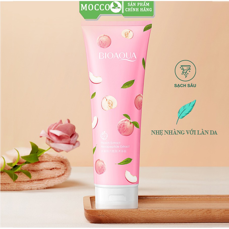 Muối tắm tạo bọt làm mới dưỡng ẩm mềm mại và nhẹ nhàng làm sạch cơ thể BIOAQUA hương đào Nội địa trung